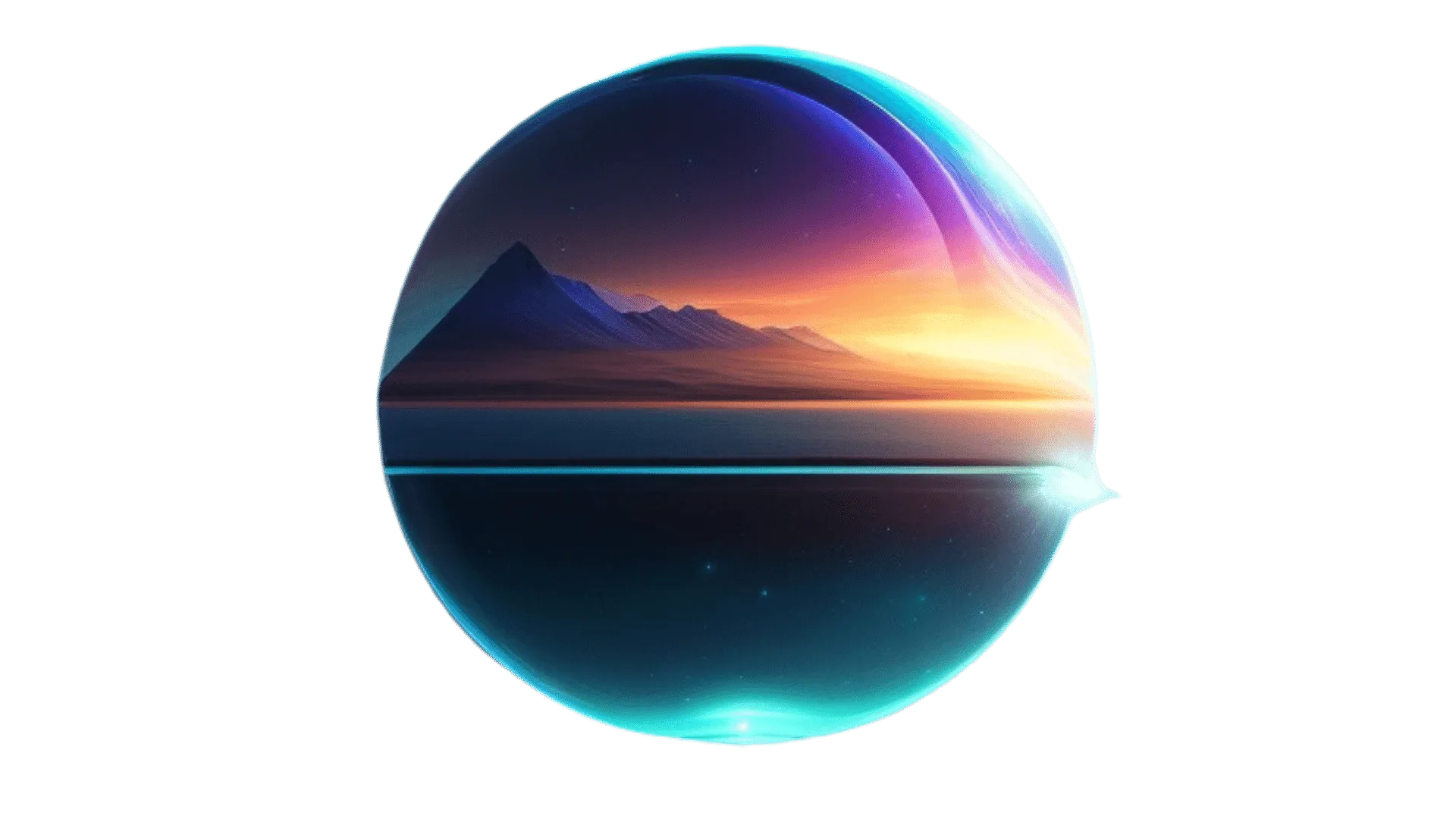 Glowing planet over a horizon, abstract illustration