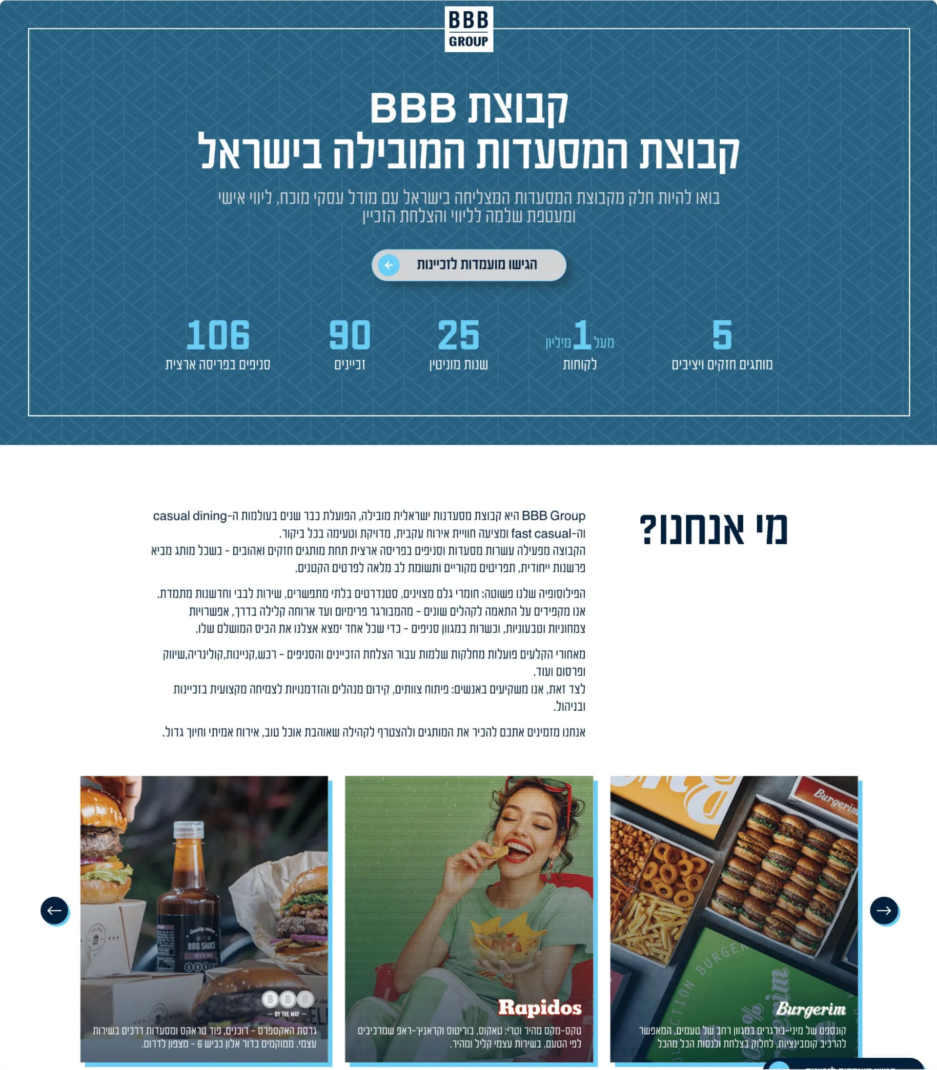 Business website with key figures section